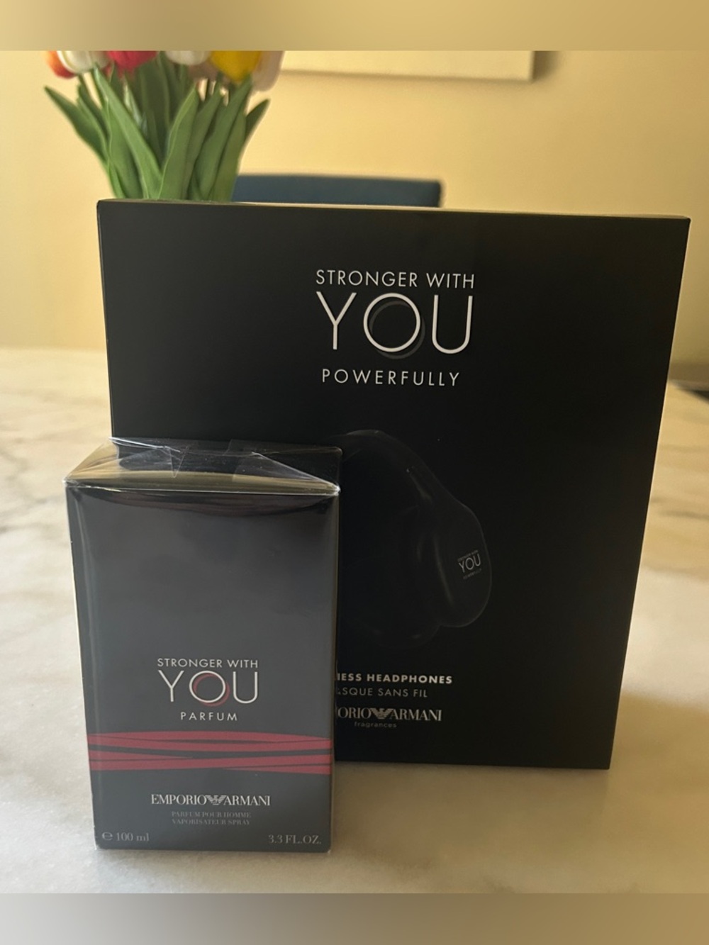 Emporio Armani Stronger With You Parfum 3.3oz And Wireless Headset New🔥